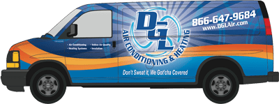 One of DGL’s colorful trucks - Keep an eye out for our AC techs in and around Costa Mesa!